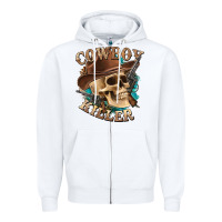 White cowboy killer with skull Zipper Hoodie - texasbilliewilder