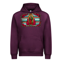 Mauve Wine lady of guadalupe serape and roses Urban Hoodie - Jasminsmagicworld