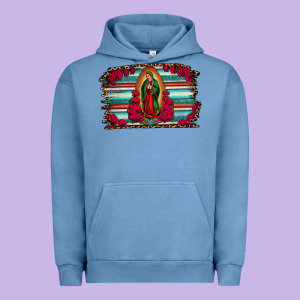 Lady Of Guadalupe Serape And Roses Urban Hoodie Designed By Jasminsmagicworld