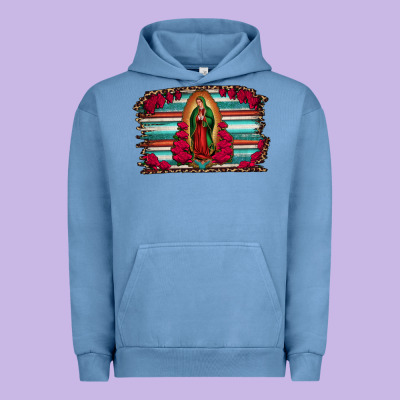 Lady Of Guadalupe Serape And Roses Urban Hoodie Designed By Jasminsmagicworld