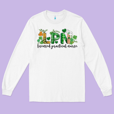 St. Patricks Day Registered Nurse Lpn Heart Long Sleeve Tee Designed By Barkaloodesign
