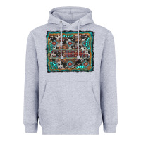Heather Grey aztec background with gemstone and cowhide Heavyweight Hoodie - RanaPortraitStore