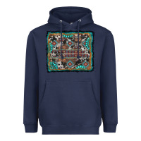 Navy aztec background with gemstone and cowhide Heavyweight Hoodie - RanaPortraitStore