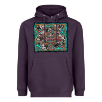Plum aztec background with gemstone and cowhide Heavyweight Hoodie - RanaPortraitStore