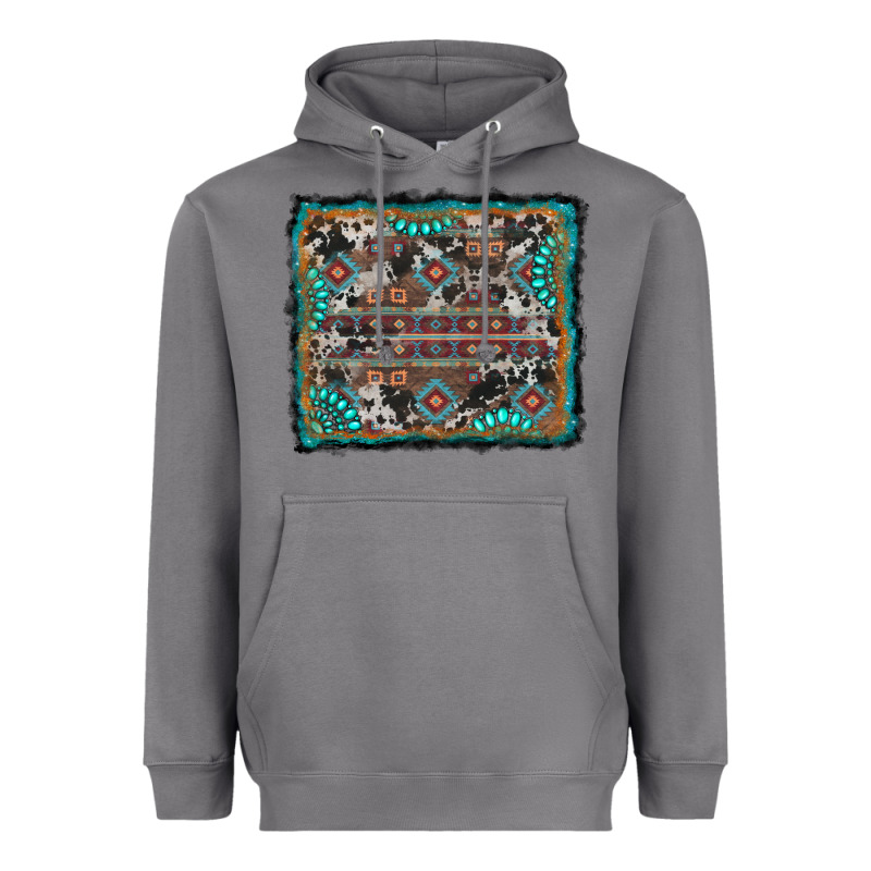 Aztec Background With Gemstone And Cowhide Heavyweight Hoodie by RanaPortraitStore | Teevron
