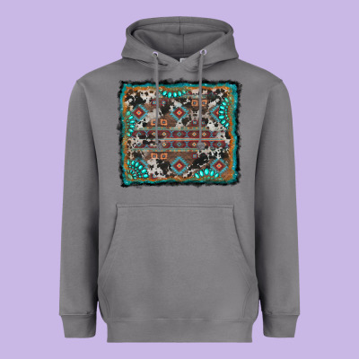 Aztec Background With Gemstone And Cowhide Heavyweight Hoodie Designed By Ranaportraitstore