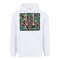 White aztec background with gemstone and cowhide Heavyweight Hoodie - RanaPortraitStore