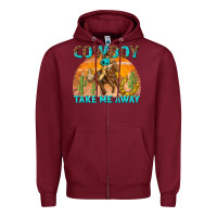 Burgundy cowboy take me away Zipper Hoodie - texasbilliewilder