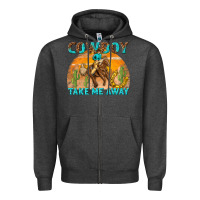 Charcoal Heather cowboy take me away Zipper Hoodie - texasbilliewilder