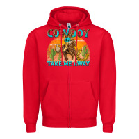 Red cowboy take me away Zipper Hoodie - texasbilliewilder