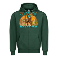 Sports Green cowboy take me away Zipper Hoodie - texasbilliewilder