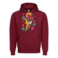 Burgundy cowgirl with lightning bolt Zipper Hoodie - texasbilliewilder