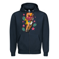 Navy cowgirl with lightning bolt Zipper Hoodie - texasbilliewilder