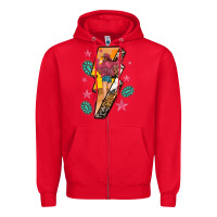 Red cowgirl with lightning bolt Zipper Hoodie - texasbilliewilder
