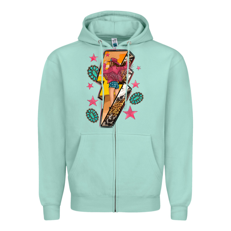 Cowgirl With Lightning Bolt Zipper Hoodie by texasbilliewilder | Teevron