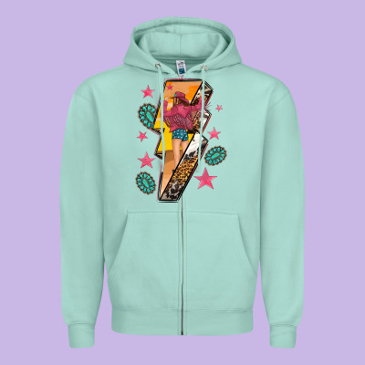 Zipper Hoodie cowgirl with lightning bolt
