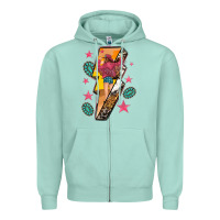 Seafoam cowgirl with lightning bolt Zipper Hoodie - texasbilliewilder