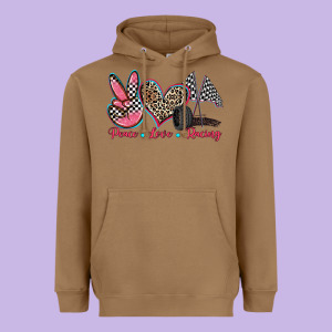 Peace Love Racing Heavyweight Hoodie Designed By Zillion Design Studio