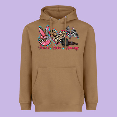 Peace Love Racing Heavyweight Hoodie Designed By Zillion Design Studio