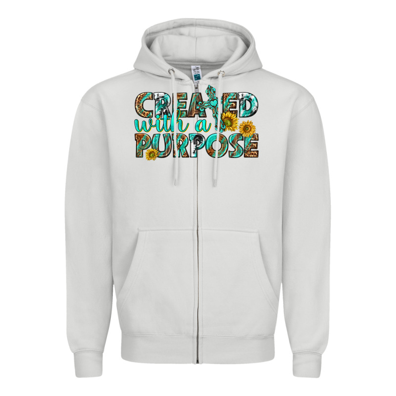 Created With A Purpose Zipper Hoodie by texasbilliewilder | Teevron