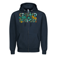 Navy created with a purpose Zipper Hoodie - texasbilliewilder