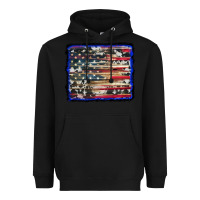 Black american flag with cowhide background Heavyweight Hoodie - RanaPortraitStore
