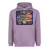 Lavender american flag with cowhide background Heavyweight Hoodie - RanaPortraitStore