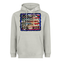 American Flag With Cowhide Background Heavyweight Hoodie | Teevron