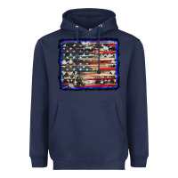 Navy american flag with cowhide background Heavyweight Hoodie - RanaPortraitStore