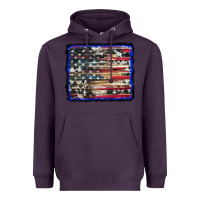 Plum american flag with cowhide background Heavyweight Hoodie - RanaPortraitStore