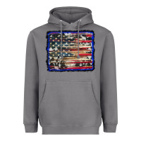 Storm american flag with cowhide background Heavyweight Hoodie - RanaPortraitStore