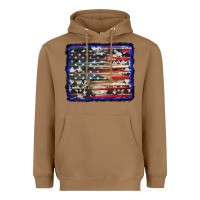 Toasted Coconut american flag with cowhide background Heavyweight Hoodie - RanaPortraitStore