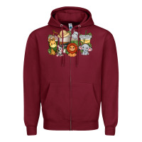 Burgundy cute baby safari animals coffee cups Zipper Hoodie - texasbilliewilder