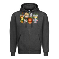 Charcoal Heather cute baby safari animals coffee cups Zipper Hoodie - texasbilliewilder