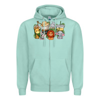 Seafoam cute baby safari animals coffee cups Zipper Hoodie - texasbilliewilder