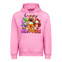 Fuchsia Pink Happy Hallothanksmas coffee cups Urban Hoodie - NancyCooperArtShop