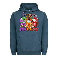 Pigment Midnight Navy Happy Hallothanksmas coffee cups Urban Hoodie - NancyCooperArtShop