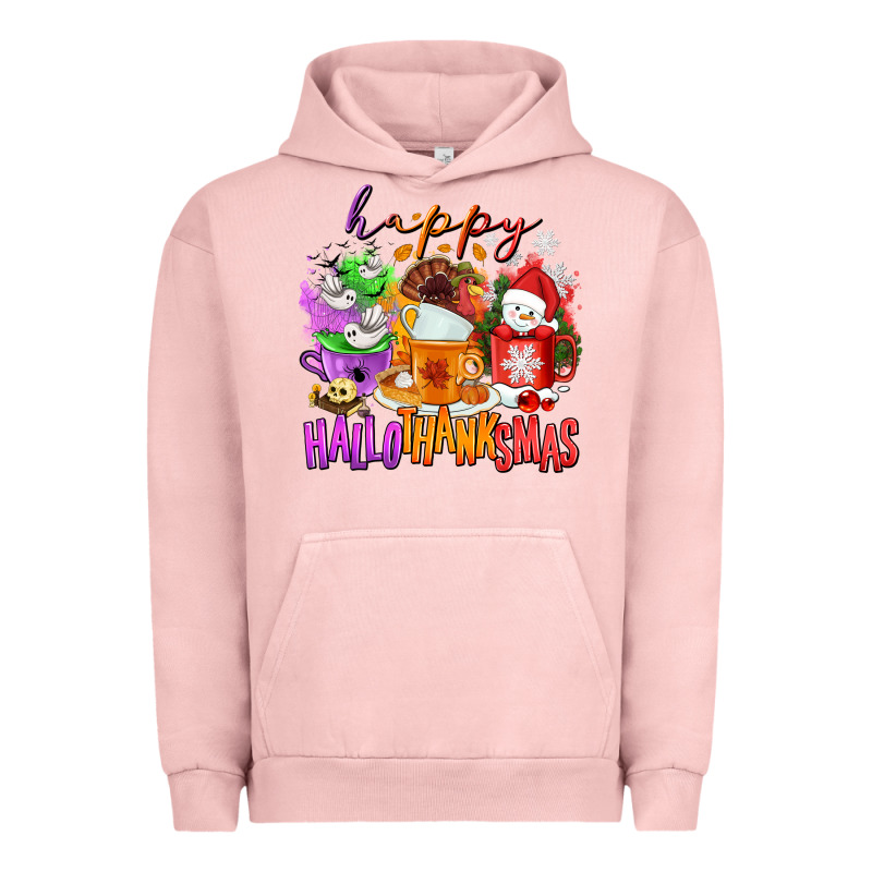 Happy Hallothanksmas Coffee Cups Urban Hoodie by NancyCooperArtShop | Teevron