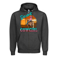 Charcoal Heather desert cowgirl Zipper Hoodie - texasbilliewilder