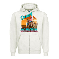Oatmeal Heather desert cowgirl Zipper Hoodie - texasbilliewilder