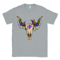 Heather Grey Mardi Gras Bull Skull Classic Tee - RanaPortraitStore