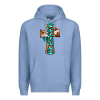 Colony Blue blessed cross Premium Hoodie - BarkalooDesign