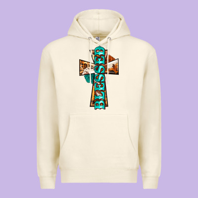 Blessed Cross Premium Hoodie Designed By Barkaloodesign
