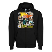 Black cowhide farm truck with farm animals Zipper Hoodie - texasbilliewilder