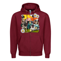 Burgundy cowhide farm truck with farm animals Zipper Hoodie - texasbilliewilder