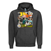 Charcoal Heather cowhide farm truck with farm animals Zipper Hoodie - texasbilliewilder