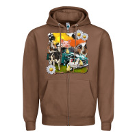 Chestnut cowhide farm truck with farm animals Zipper Hoodie - texasbilliewilder