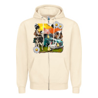 Sandshell cowhide farm truck with farm animals Zipper Hoodie - texasbilliewilder