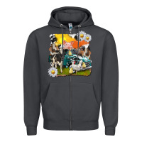 Smoke cowhide farm truck with farm animals Zipper Hoodie - texasbilliewilder