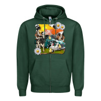 Sports Green cowhide farm truck with farm animals Zipper Hoodie - texasbilliewilder